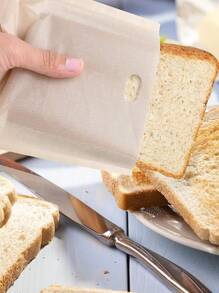 4/12入組不黏烤盤，可重複使用，適用於熱狗，漢堡，乳酪三明治，可水洗烤面包袋，適用於烤箱微波爐燒烤，無麩質三明治收納袋，空氣炸鍋廚房用品，空氣炸鍋襯墊，空氣炸鍋紙，空氣炸鍋 - 卡其色 - 查看 5