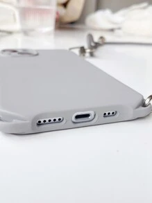 4-Corner Anti-Drop Hanging Ring Gray Shell + Gray Shoulder Strap Suitable For IPhone 15 Pro Max/11/12/13/14 PLUS/15 Pro/XR/7P/IPhone 16 Pro Max/16 Plus/16 Pro/16/IPhone 17/17 Pro/17 AIR/17 PRO MAX - Grey - View 3