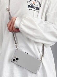 4-Corner Anti-Drop Hanging Ring Gray Shell + Gray Shoulder Strap Suitable For IPhone 15 Pro Max/11/12/13/14 PLUS/15 Pro/XR/7P/IPhone 16 Pro Max/16 Plus/16 Pro/16/IPhone 17/17 Pro/17 AIR/17 PRO MAX - Grey - View 6