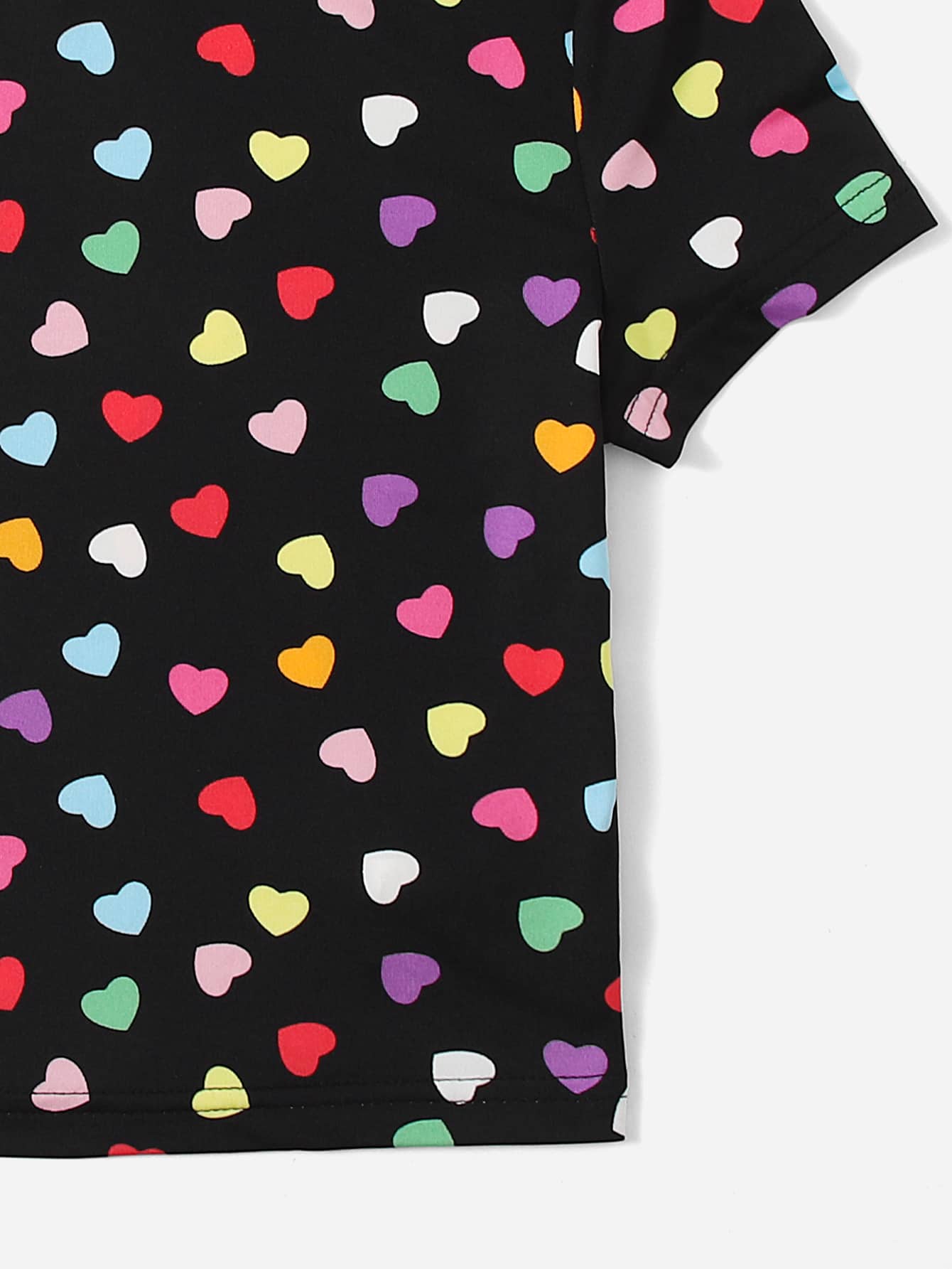 SHEIN EZwear Camiseta con estampado de corazón de cuello redondo - Multicolor - Añade 5
