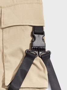 Manfinity 男士帶扣細節翻蓋口袋腰部抽繩長褲 - 卡其色 - 查看 5