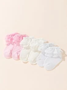 嬰兒3雙扇貝裝飾襪子 - 彩色 - 查看 1