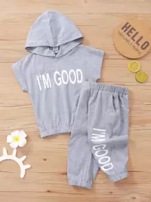 Bộ thời trang bé trai Túi Lá thư Giải trí - Màu Xám nhạt - Xem 1