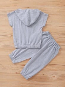 Bộ thời trang bé trai Túi Lá thư Giải trí - Màu Xám nhạt - Xem 2