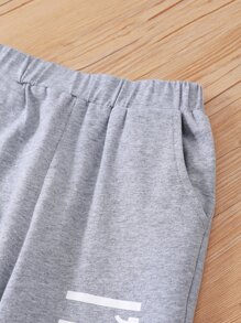 Bộ thời trang bé trai Túi Lá thư Giải trí - Màu Xám nhạt - Xem 5