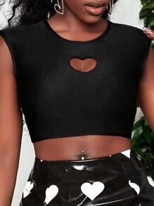 SHEIN SXY Áo hai dây Lộ Lưng Cắt ra màu trơn Gợi cảm - màu đen - Xem 3