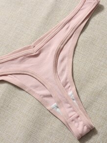 SHEIN 7 paquetes Bragas sexy de canalé sólido - Multicolor - Ver 3