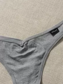 SHEIN 7 paquetes Bragas sexy de canalé sólido - Multicolor - Ver 4