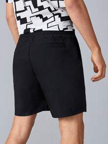 GENTILAND Hombres Shorts de cintura con cordón - Negro - Ver 2