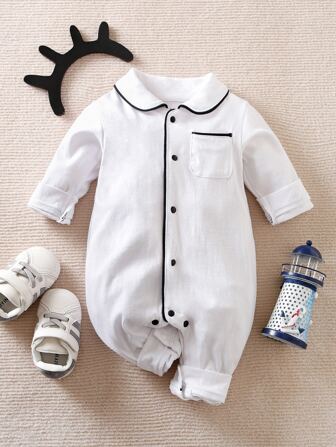 Yierying جمبسوت بازرار امامي بشريط متباين للجنسين الرضع