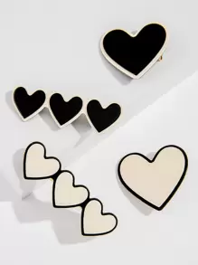 4 cái Trái Tim Trang Trí Tóc Kẹp - Nhiều màu - Xem 1