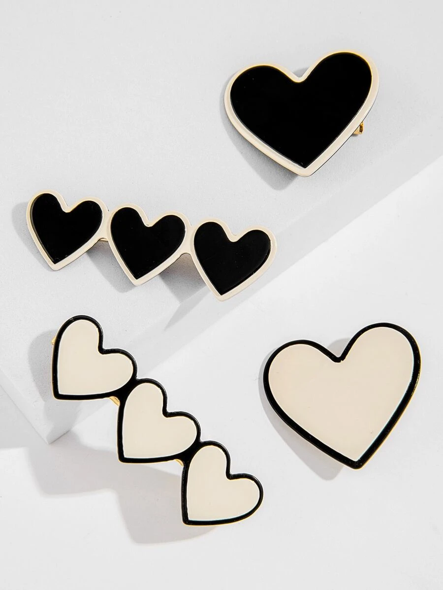 4 cái Trái Tim Trang Trí Tóc Kẹp - Nhiều màu - Xem 1