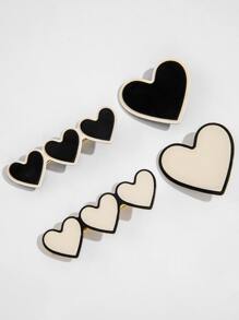 4 cái Trái Tim Trang Trí Tóc Kẹp - Nhiều màu - Xem 4