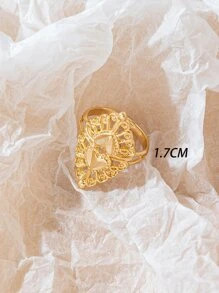 1 chiếc nhẫn trang sức bằng đồng rỗng - Vàng - Xem 4