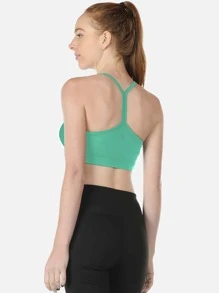 icyzone Racer Back Solid Sports Bra - Green - View 4