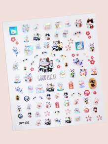 1sheet Cat Pattern Nail Art Sticker - Multicolor - View 3
