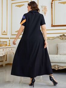 EMERY ROSE Vestido con cinturón con estampado de rayas - Negro - Ver 2