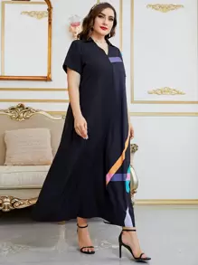 EMERY ROSE Vestido con cinturón con estampado de rayas - Negro - Ver 6