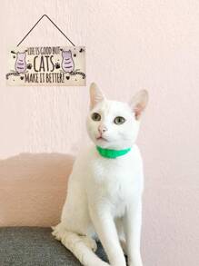 1pc Cat Print Wooden Wall Hanging - Multicolor - View 5