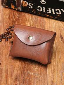 復古設計按扣零錢包 - 棕色 - 查看 1