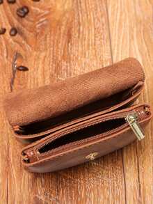 復古設計按扣零錢包 - 棕色 - 查看 3