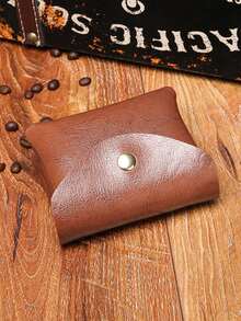 復古設計按扣零錢包 - 棕色 - 查看 5