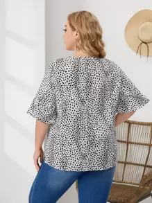 EMERY ROSE 大碼蝴蝶袖豹紋上衣 - 彩色 - 查看 2