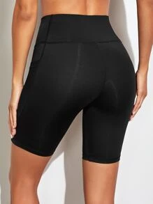 Shorts deportivos de malla en contraste con bolsillo - Negro - Ver 2