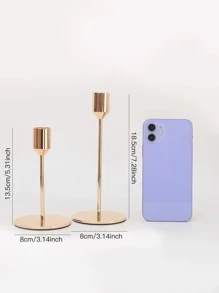 2pcs Alloy Candle Holder - Gold - View 5