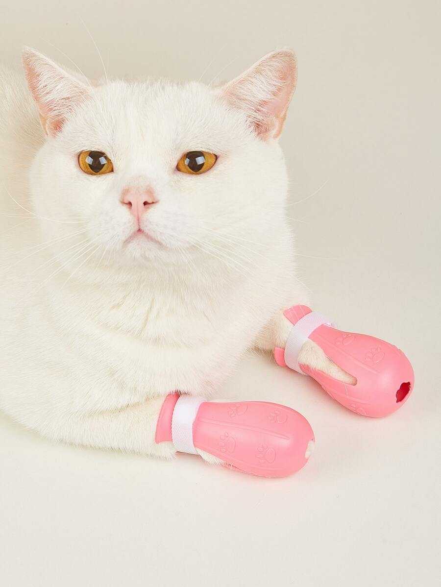 4 cái Bảo vệ chân tắm cho thú cưng - Hồng - Xem 1