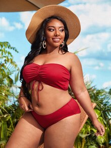 3 gói Bikini dây rút cỡ lớn & che chắn bãi biển mùa hè - Đỏ - Xem 4