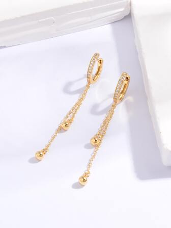 1 paio Polsini auricolari intarsiati alla moda con nappa e orecchini pendenti pendenti per donna, adatti per l'uso quotidiano