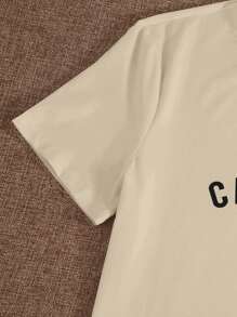 SHEIN Unity Number And Letter Graphic Tee Graphic Tees Women Tops - Apricot - View 4