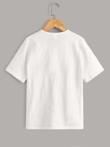 SHEIN Tops con trai Nút phía trước màu trơn Giải trí - trắng - Xem 2