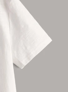 SHEIN Tops con trai Nút phía trước màu trơn Giải trí - trắng - Xem 4