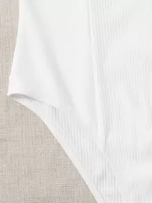 Soleia WYWH Women Vacation Solid Bustier Rib-Knit Adult Bodysuit - White - View 5