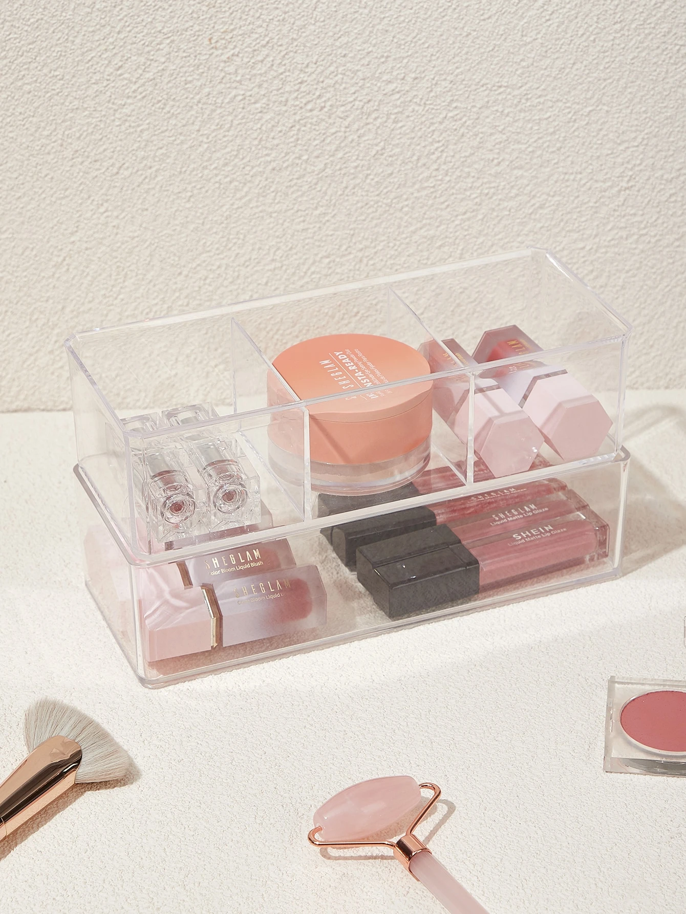Shein Basic Living限定 Bpaフリー 積み重ね可能 仕切り コスメ収納 Shein Basic Living限定 Bpaフリー 積み重ね可能 仕切り コスメ収納