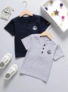 小男童2入組帆船和字母圖案POLO衫 - 彩色 - 查看 1