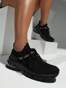 CUCCOO BASICS Chain Decor Knit Running Shoes