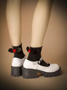 ROMWE Grunge Punk Giày cao gót Nữ Khóa màu trơn Dải mỏng Sẵn sàng - trắng - Xem 3