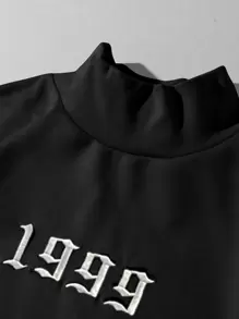 Claim Dot Loose Fit Men's Number Embroidery Mock Neck T-Shirt