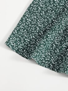 Soleia Plus Puff Sleeve Drawstring Allover Print Milkmaid Dress - Multicolor - View 4