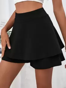 SHEIN Frenchy High Waist 2 In 1 Shorts - Black - View 1