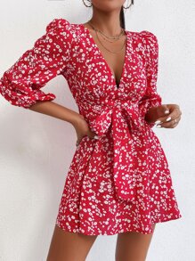 SHEIN PETITE 小碎花燈籠袖洋裝