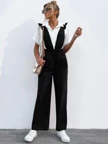 Áo liền quần nữ Xù màu trơn Giải trí - màu đen - Xem 1