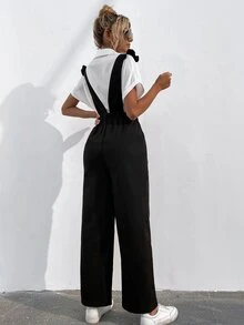 Áo liền quần nữ Xù màu trơn Giải trí - màu đen - Xem 2