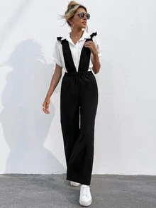 Áo liền quần nữ Xù màu trơn Giải trí - màu đen - Xem 3