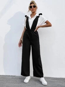 Áo liền quần nữ Xù màu trơn Giải trí - màu đen - Xem 4