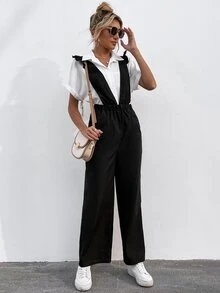 Áo liền quần nữ Xù màu trơn Giải trí - màu đen - Xem 6