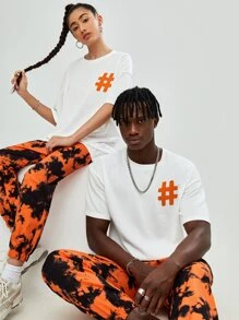 Manfinity 1pc Drop Shoulder Embroidery Detail Tee - White - View 3